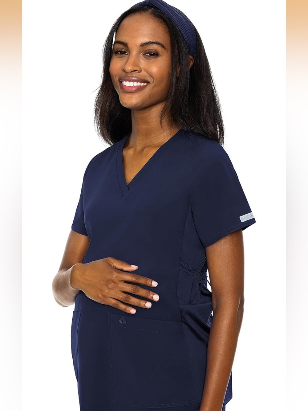 Med couture maternity V-Neck Scrub Top - Navy - size small